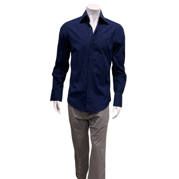 Gucci Shirts Gucci Mens Navy Blue Dress Shirt Poshmark